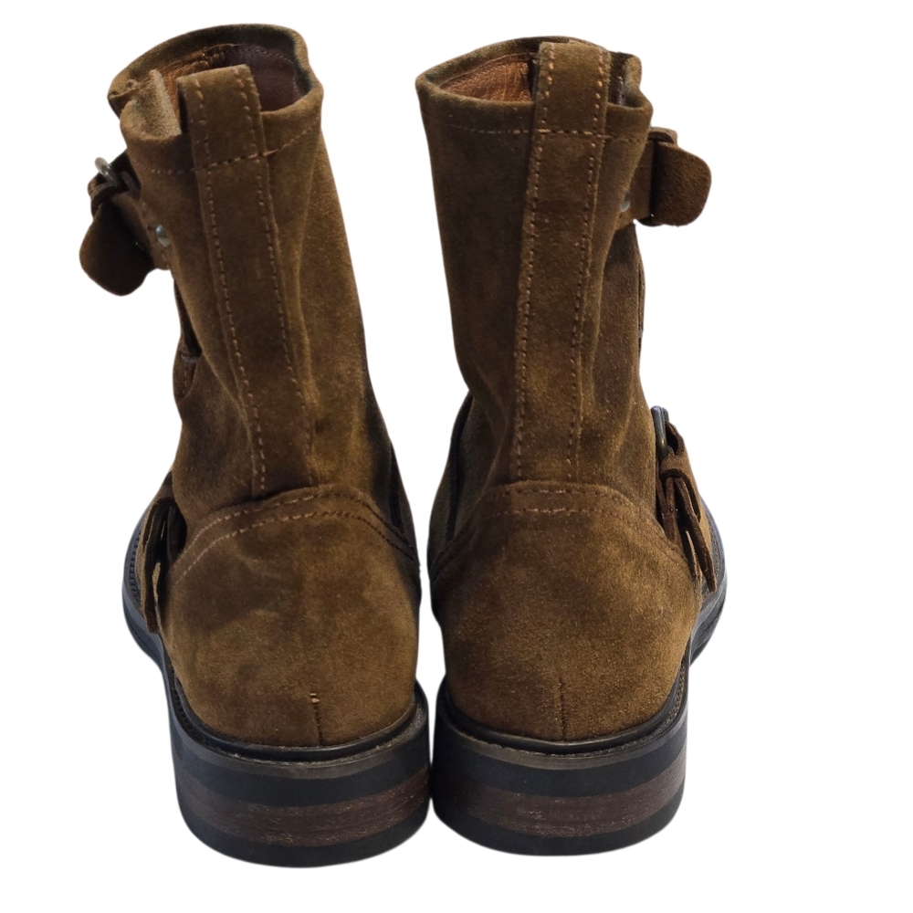 J. Crew Miller Brown Suede Boots Buckle Moto Biker Engineer 6.5B Pullon Like New - Picture 6 of 9